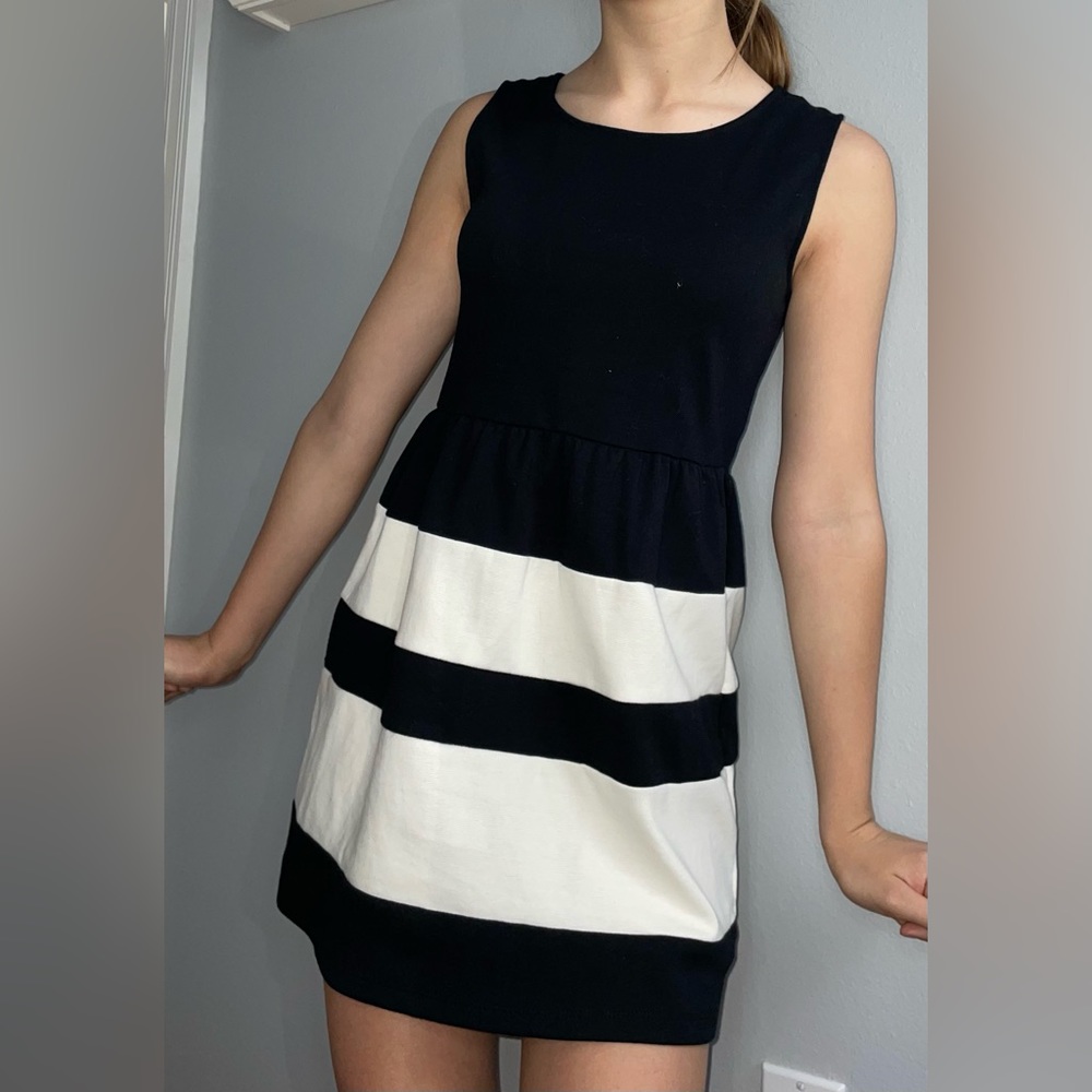 black and white striped dress